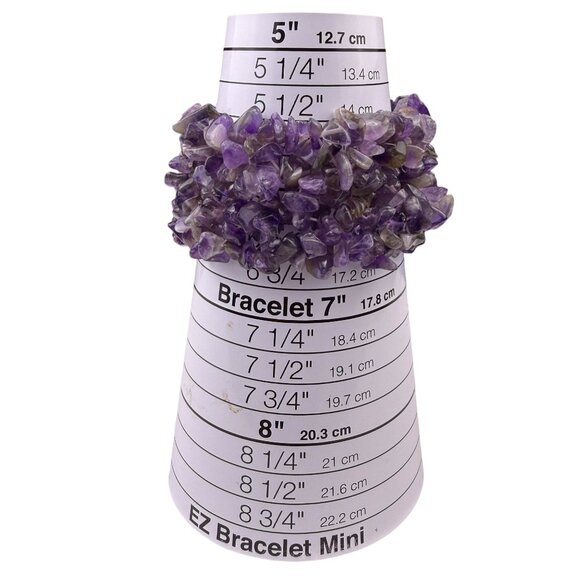 Amethyst Purple Natural Stone Bracelet Stretch Band Unique Chunky Boho Design - Picture 1 of 4